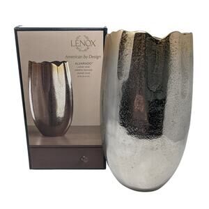 New Lenox Alvarado Large Grand Vase 10 Inch Silver Gold Ombre Metallic Home